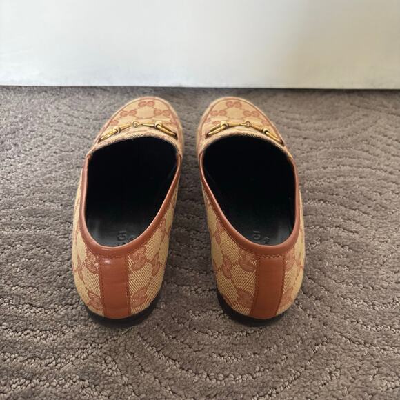 Gucci Jordaan GG Monogram Canvas Horsebit Loafers Beige Brown Flats Size EU 36.5 - Picture 8 of 16